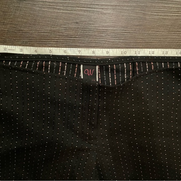 Vintage 90s 2000s Wrapper Wide Leg Dress Pants Jrs Sz 7 Black Embroidered Blocks - Picture 6 of 11